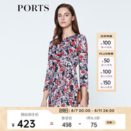 PORTS寶姿商場同款 春夏新品女裝圓領(lǐng)花色印花修身連衣裙LN8D223HPP028 黑色印花 M (6)