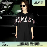 BOY LONDON【公主日記】連衣裙潮流時尚燙鉆字母印花黑色T恤裙W17003 黑色 S