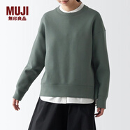 無印良品MUJI 女式 雙層編織 毛圈 運動衫 女士衛(wèi)衣外套女款衣服 BB2NQA3A 煙熏綠色 XS
