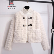 AEMAPE粉色小香風(fēng)仿羊羔絨茸茸外套女可愛加厚2025秋冬季新款時(shí)尚氣質(zhì) 白色 S (95斤以下拍)
