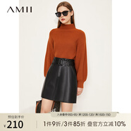 AMII冬新款時尚慵懶半高領(lǐng)寬松高級感超好看毛衣女燈籠袖上衣 焦糖 160/84A/M（建議拍小一碼）
