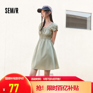 森馬（Semir）連衣裙女收腰蝴蝶結少女感2025夏俏皮木耳邊方領(lǐng)短裙109325114007