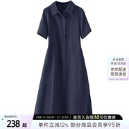 絲柏舍減齡中長裙2025春夏新款女裝A字翻領(lǐng)寬松款連衣裙