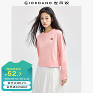 佐丹奴Giordano女裝純棉食物刺繡針織圓領(lǐng)長(zhǎng)袖T恤13324552 04粉紅(甜甜圈) XL