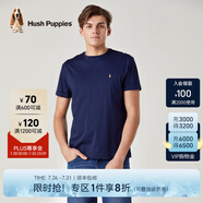 Hush Puppies暇步士男裝夏季男士純色圓領(lǐng)短袖T恤 深藍(lán)-085 XL