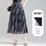 薩拉維夫 SLLAVIF波點(diǎn)網(wǎng)紗半身裙女2025夏季新款高腰a字裙中長(zhǎng)松緊腰顯瘦百褶傘裙 藍(lán)色花 M 20 2尺  27碼
