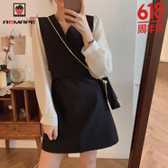 AEMAPE連衣裙女春季2025新款韓版遮肚子顯瘦收腰氣質(zhì)連身裙長(zhǎng)袖a字裙子 黑色 M