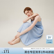 范思藍(lán)恩浪漫度假風(fēng)條紋吊帶裙2024夏季新款一字領(lǐng)高腰裙子12326 藍(lán)白條紋 L