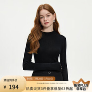 范思藍(lán)恩【可機(jī)洗全羊毛】針織衫秋冬半高領(lǐng)內(nèi)搭打底衫毛衣14114 黑色半高領(lǐng) XS