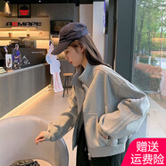 AEMAPE外套女2025春秋季新款加厚短外套女衛(wèi)衣拉鏈今年流行女裝上衣 灰色 常規(guī) M