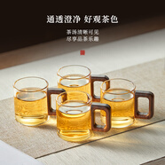 泥也小茶杯品杯玻璃家用喝茶茶具配件耐熱高硼硅品茗杯待客功夫茶具