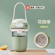 PGY日本進(jìn)口品質(zhì)2025新款玻璃杯ins女生高顏值水杯耐高溫杯子辦公室 小清新綠480ML+316茶隔+提繩 升級(jí)加厚硼硅玻璃（耐高溫100度）