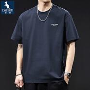 袋鼠冰感科技棉短袖t恤男夏季2025新款潮牌大碼高端衣服重磅男士體恤 6606寶藍(lán)T恤 XL 合適140-160斤