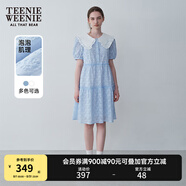 Teenie Weenie小熊夏裝公主裙連衣裙法式優(yōu)雅可愛娃娃裙女白色裙子 淺藍色 S (160)