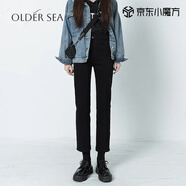 OLDER SEA黑色九分直筒牛仔褲女2025年夏季新款小個子高腰顯瘦秋裝煙管褲子 黑色 2XL 30（建議120-129斤）