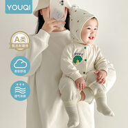 優(yōu)奇嬰兒衣服春秋新款連體衣純棉寶寶秋款哈衣全棉內衣新生兒睡衣爬服 春秋【提花】一顆小菜 59cm