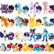 莊臣寶可夢(mèng)精靈球皮卡丘變形球神奇寶貝兒童手辦公仔小火龍杰尼龜玩具 【全套17款變形球】一次集齊