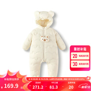 巴拉巴拉童裝嬰兒連體衣輕薄羽絨服寶寶衣服2025冬裝抱衣爬服男童女童萌趣 白色卡皮巴拉-白鴨絨 100 cm-充絨量53g