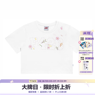 F426【趙露思同款】F426短款小花蝴蝶logo繡花短袖T恤 白色 短款 S