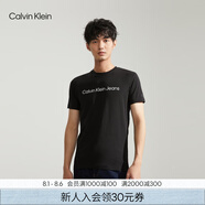 Calvin Klein Jeans夏季男女情侶中性年輕ck多色印花透氣修身短袖T恤J320931 BEH-太空黑 L （推薦145-160斤）