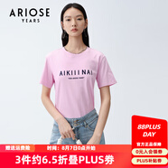 艾諾絲雅詩(shī)商場(chǎng)同款夏季簡(jiǎn)約植絨字母撞色印花純棉百搭T恤20426136 粉霧櫻花 M