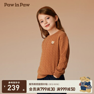 PawinPaw卡通小熊童裝秋冬新款男女童圓領(lǐng)毛衣學(xué)院風(fēng)舒適拜年過(guò)年 Brown棕色/85 90 cm