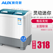 奧克斯（AUX）洗+脫5.0公斤半自動洗衣機(jī)家用宿舍大容量雙桶缸出租房用洗衣機(jī)小型迷你HB30P56-98綠 透明綠色蓋