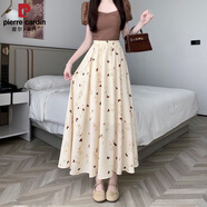 皮爾卡丹（pierre cardin）仙女蝴蝶花半身裙2025 新款松緊A字長裙大擺高腰顯瘦裙子百搭 百搭印花裙長 S 建議150-155cm