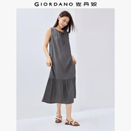 佐丹奴裙子女度假風(fēng)綁帶圓領(lǐng)荷葉邊下擺背心連衣裙女05465083