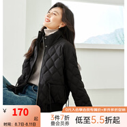 梵希蔓黑色棉服女棉襖2024新款秋冬加厚保暖菱格立領短款棉衣外套 M3613 黑色 XL