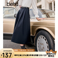 百圖betu女裝秋季新款半身裙簡約高腰半身裙顯瘦赫本裙女2309T96 深寶藍 XS