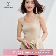 帕什羊絨吊帶女100%山羊絨純色修身百搭針織背心PS-131 無染色米駝 M （90-110斤）