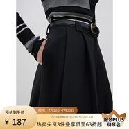 范思藍恩23FS14616長款百搭半身裙冬裝新款顯瘦顯高A字傘裙 黑色 XS