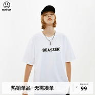 BEASTER短袖T恤男女同款國潮牌基礎(chǔ)款純色休閑圓領(lǐng)上衣易穿搭 白色 S