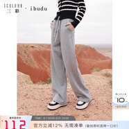 IBUDU2024冬季新款保暖加絨休閑長(zhǎng)褲抽繩高腰衛(wèi)褲寬松闊腿褲 花灰色 160/68A/M