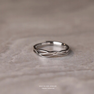 TIME GATHER水晶銀戒指簡(jiǎn)約青絲鋯石S999情侶對戒個(gè)性男女S925銀活口戒送女友 單男款戒指（S925銀） 純銀（贈精美禮盒+擦銀布）