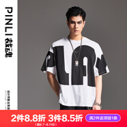 品立（PINLI）短袖T恤男純棉夏季潮流字母印花男士寬松體恤上衣 白色 L 175