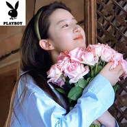花花公子（PLAYBOY）去有風(fēng)的地方劉亦菲同款藍(lán)色裙女春慵懶設(shè)計(jì)感中長(zhǎng)版洋裝上衣 藍(lán)色-旗艦款 S _建議80-100斤