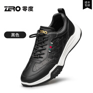 零度尚品真皮運動(dòng)休閑鞋男士新款輕便軟彈發(fā)泡 黑色 38