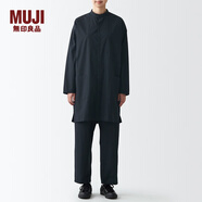 無印良品 MUJI Labo 男女通用 長絨棉 府綢 長衫 長袖休閑百搭襯衫 黑色 S-M