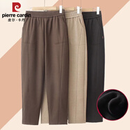 皮爾卡丹（pierre cardin）媽媽裝褲子秋冬中老年女褲加絨奶奶款高腰冬季長(zhǎng)褲外穿寬松休閑褲 咖色【冬款】 加絨 6XL 【建議160-180斤】