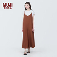 無印良品（MUJI） 女式 易干彈力泡泡紗 背帶褲 女裝夏季連體褲吊帶BC2JRA4S 磚紅色 S （155/80A）