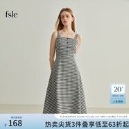 FANSILANEN范思藍恩22FS2124法式格子吊帶連衣裙女夏季長款甜美氣質(zhì)顯瘦裙子 吊帶黑白格 M