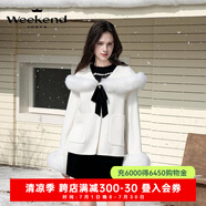 卓雅周末（JORYA weekend）2024冬新千金風絲絨蝴蝶結(jié)斗篷毛領(lǐng)奶油氣質(zhì)短外套0995A 白色 S 均碼