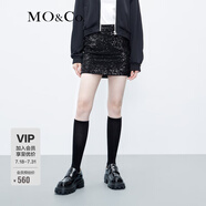 MO&Co.半身裙重工珠片疊繡派對(duì)風(fēng)高腰包臀迷你短裙內(nèi)襯短褲摩安珂 黑色-第1批 M 165