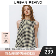 UR2025秋季新款女裝撞色格紋超寬松無(wú)袖罩衫襯衫UYU250031 黑色格子 M (M-L)