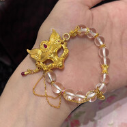 海上羅孚黃金狐貍面具吊墜新款足金999古法新中式項(xiàng)鏈生日禮物送女友老婆 黃金狐貍面具白水晶手鏈 金重約12.98克