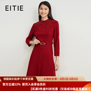 愛(ài)特愛(ài)（EITIE）氣質(zhì)半高領(lǐng)收腰連衣裙羊毛呢子裙冬季新款簡(jiǎn)約大氣A字裙6807512 紅色60 L 165