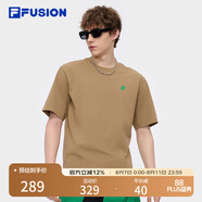 FILA FUSION斐樂潮牌多彩休閑短袖T恤夏季寬松純棉防曬涼感情侶上衣 香咖卡其-DK（25年升級版） L /175/96A