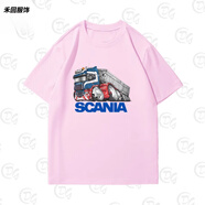禾回瑞典Scania斯堪尼亞卡車LOGO短袖T恤男半袖上衣服打底衫休閑百搭 1A粉色 XS